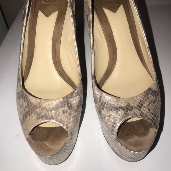 Brian Atwood Platform open toe snakeskin pumps! - Picture 3 of 5